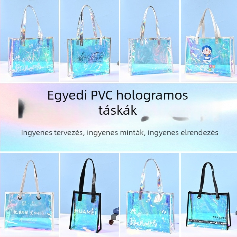 PVC lézeres tote táska – nagy kapacitású, testreszabható duplavastagságú, univerzális használatra