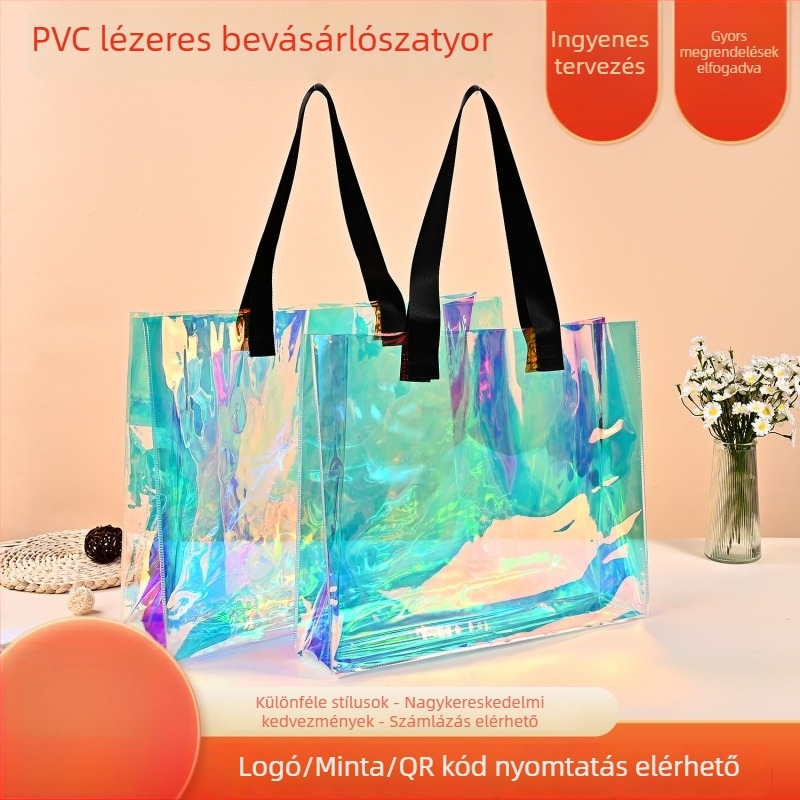 PVC lézeres táska - testre szabható vízálló bevásárlótáska, Yuyu márka, univerzális táska
