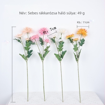 Selyem krizantéma művirág, PU anyag, virág váza, modell 3283093, esküvőkre, szabadtérre, fotórekvizitek, otthoni dekoráció