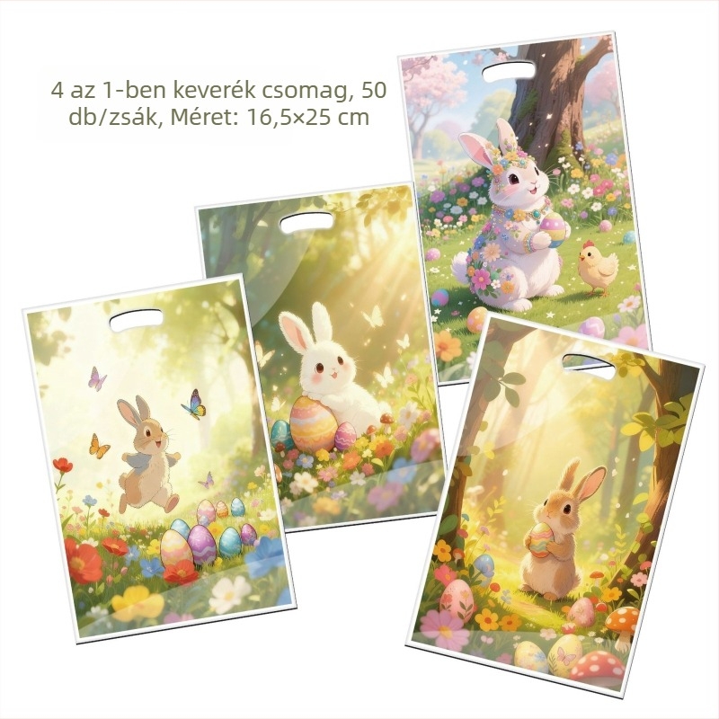 3D nyuszi cukorka csomagoló tasak, műanyag, laminálás, logónyomtatás, mindennapi használat, Youze