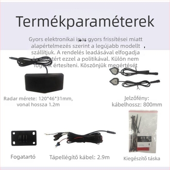 Motorkerékpár holttér-figyelő rendszer sávváltási segédlettel, 4-csatornás radar és digitális kijelző