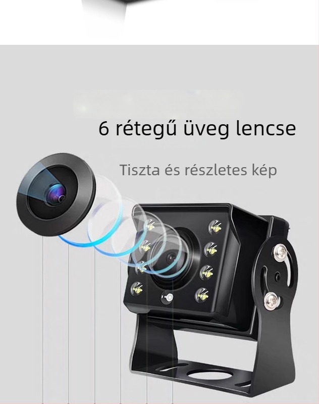 DN02 hátrameneti kamera, 1080P AHD, 12V, 45° állítható, alkalmas teherautókra, kereskedelmi járművekre és építőipari gépekre