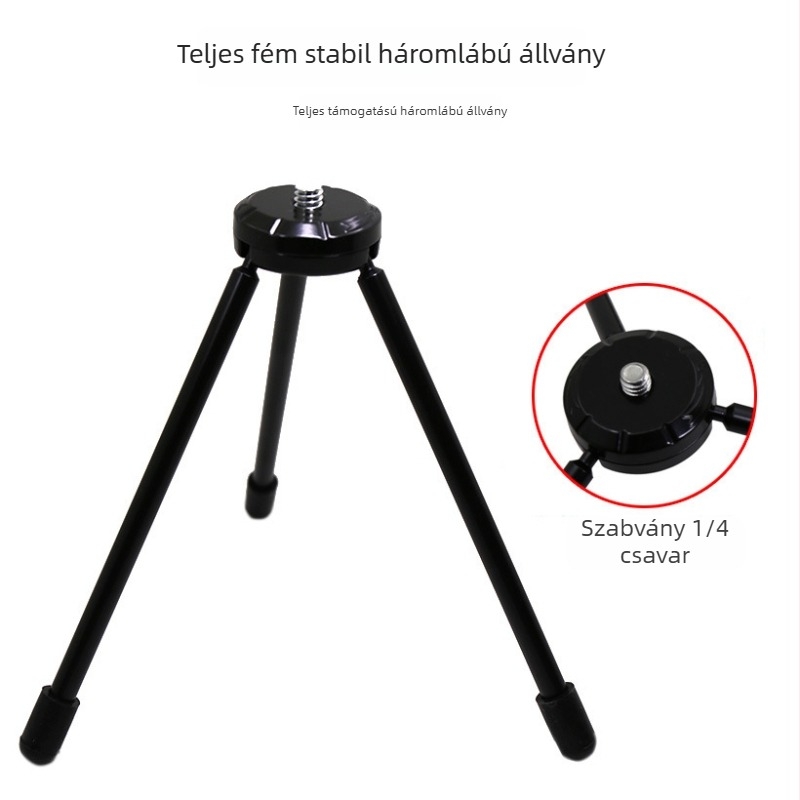 Fém asztali állvány fényképezéshez, mini állvány, 3 részes kivitel, 3D gimbal, vas és PVC felépítés