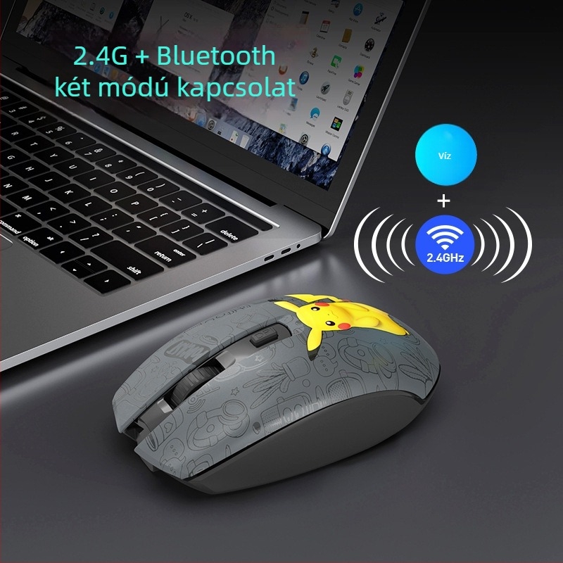 Optikai vezeték nélküli egér kettős mód 2.4G+Bluetooth, 1000dpi, 4 gomb, ergonómikus, asztali számítógéphez, logó testreszabás