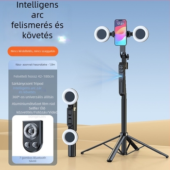 Kensouya Arcfelismerő OKos Gimbál 360° Követő Tripóddal — Alumíniumötvözet test, 360° vízszintes és függőleges forgás, automatikus arcfollow bekapcsoláskor, súly kb. 480 g