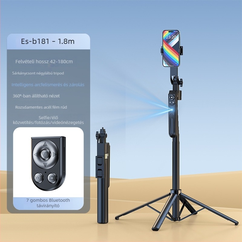 Kensouya Arcfelismerő OKos Gimbál 360° Követő Tripóddal — Alumíniumötvözet test, 360° vízszintes és függőleges forgás, automatikus arcfollow bekapcsoláskor, súly kb. 480 g