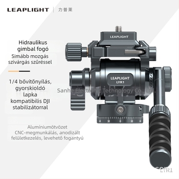 LEAPLIGHT teljesen fém panoráma hidraulikus fej alumíniumötvözetű kamerák és okostelefonok számára, 360° vízszintes, 145° függőleges, 1/4-inch csavaros rögzítés