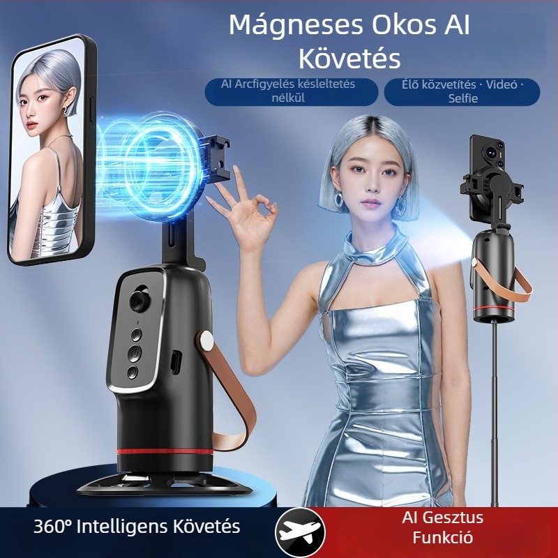 Willpai Gimbal Stabilizátor arc követéssel és 360° pan-tilttel, alkalmazás nélkül, műanyag ház, 252 g