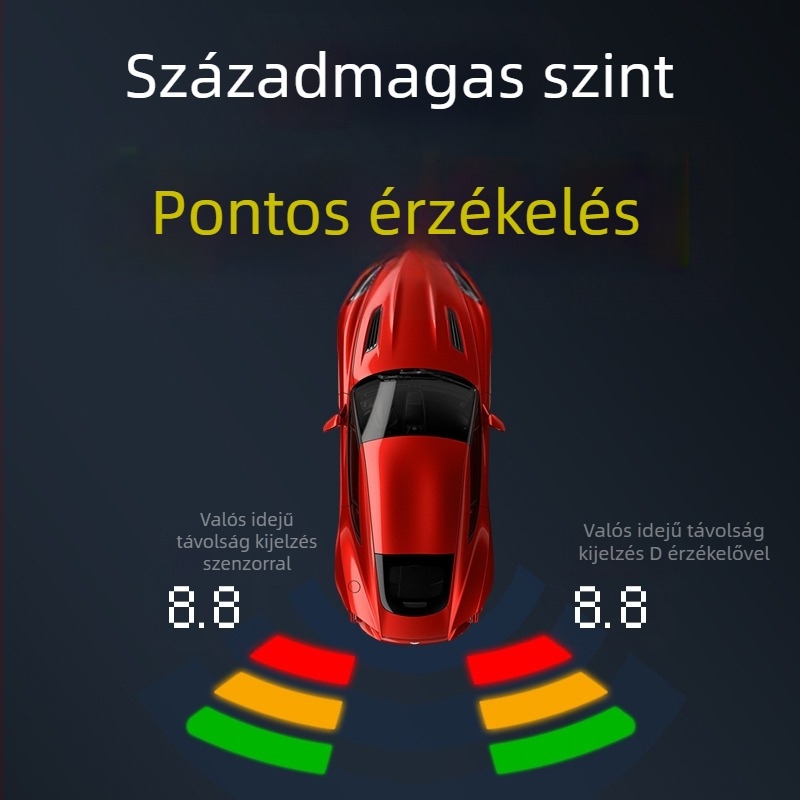 Látó hátrameneti parkolóradar LCD kijelzővel, 12V tápegység, 4 szenzor, -5°C-tól 60°C-ig működési hőmérséklet – Pontos észlelés, Biztonságos parkolás