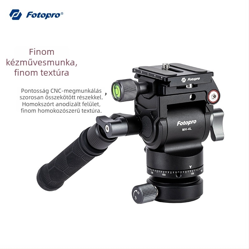 Fotopro hidraulikus gimbal fej bowl mounttal tükör nélküli kamerákhoz – univerzális, alumínium‑ötvözet, függőleges forgás 360°, vízszintes 90°, 0,4 kg