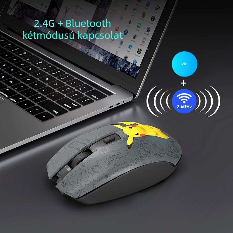 T3 vezeték nélküli Bluetooth csendes egér, 3D karikatúra dizájn, duál-mód optikai egér PC-hez