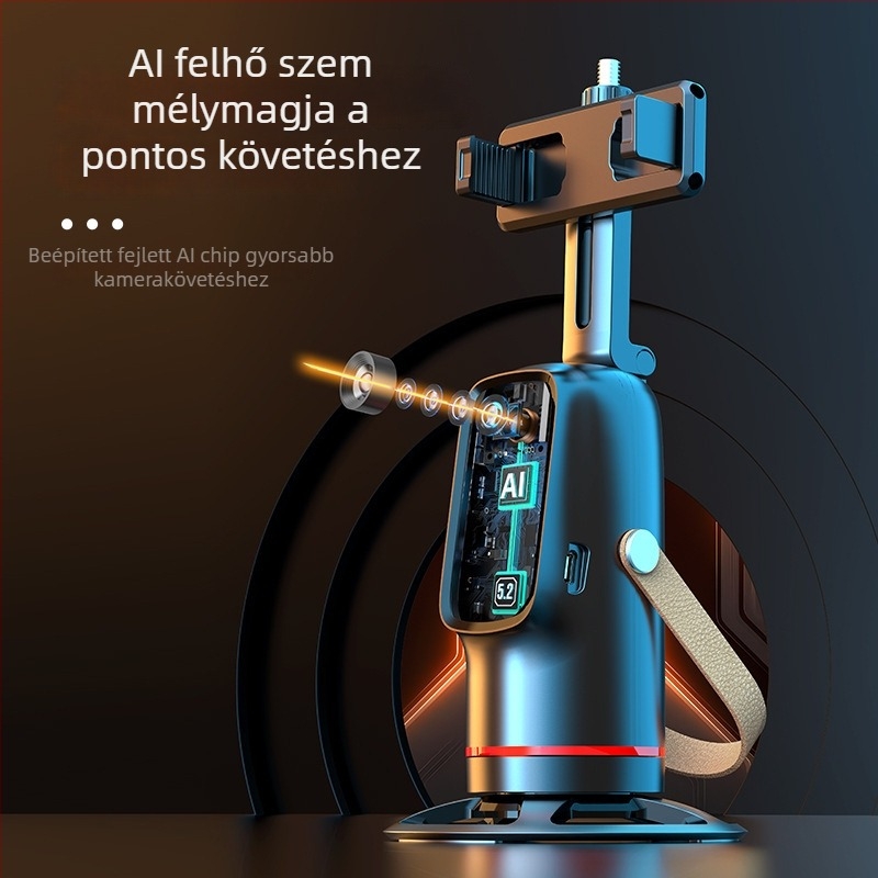 Okostelefonos gimbal AI arcfelismeréssel és követéssel – 360° pan-tilt, kompatibilis okostelefonnal, alkalmazás nélkül