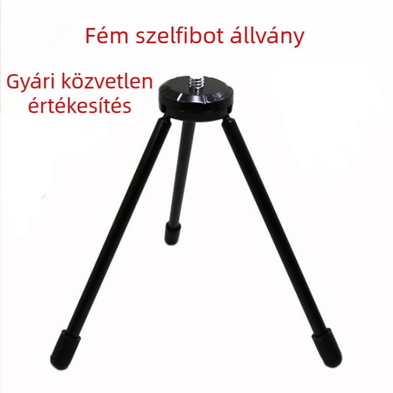 14 cm-es fém asztali állvány, szilárd vasból készült mini tripod élő közvetítéshez és telefon tartóhoz