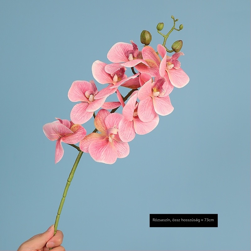 Phalaenopsis selyem orchidea, egyágú művirág; anyag: selyemtextil; fajta: Phalaenopsis; mesterség: festett, texturált, reliefes, injekciós formázás