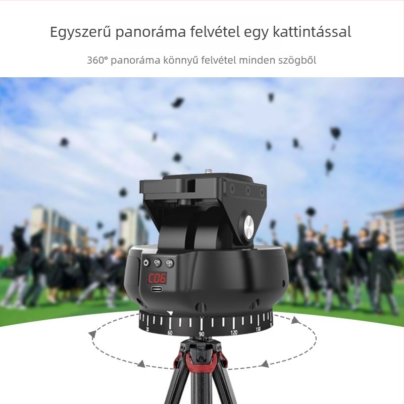 YT1200 Elektromos Gimbal 360° Pan/Tilt, távirányító, két-tengelyes stabilizátor okostelefonokhoz és kamerákhoz, 9 sebesség beállítás
