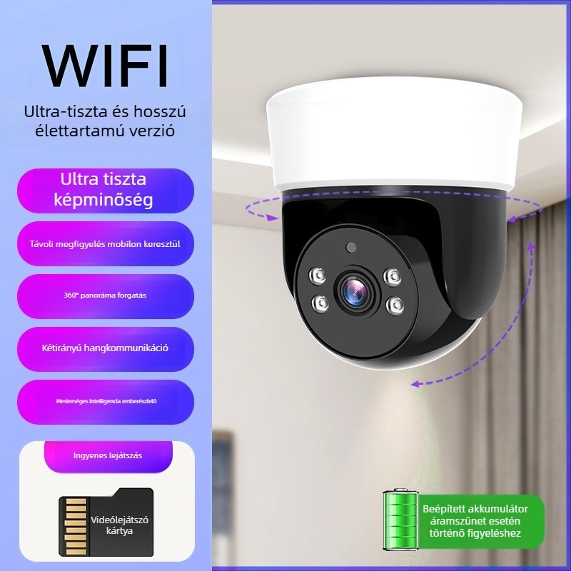 WiFi gimbal kamera bejárati ajtóhoz, távirányítás okostelefonnal - HD, 0,01 lux, SNR >20dB, -20..55°C, 12V, beltéri/kültéri kompatibilis