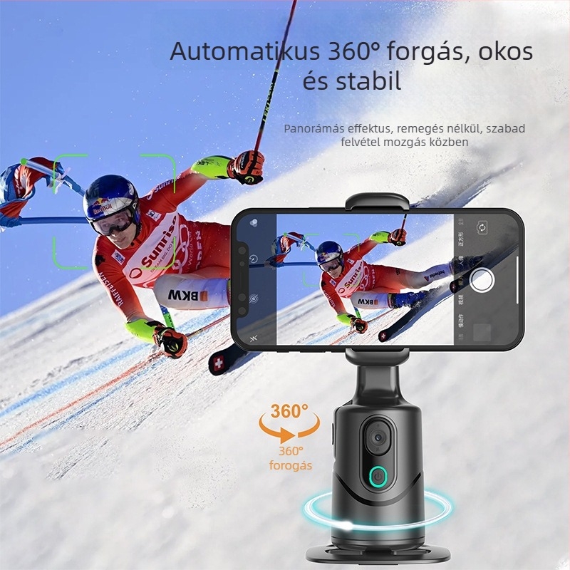 Asztali okostelefon-gimbal AI követéssel, 360° panoráma és dőlésszög, kompatibil okostelefonnal, tömeg 290 g