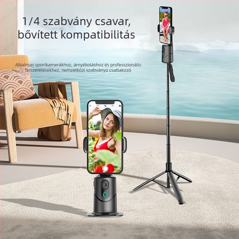 Asztali okostelefon-gimbal AI követéssel, 360° panoráma és dőlésszög, kompatibil okostelefonnal, tömeg 290 g