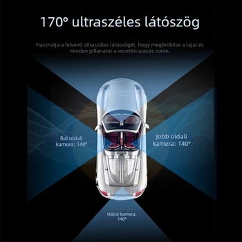 Négycsatornás 12 hüvelykes érintőképernyős HD dash kamera radar érzékeléssel, őrszem mód és hátsó kamera
