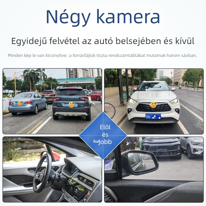 Négycsatornás 12 hüvelykes érintőképernyős HD dash kamera radar érzékeléssel, őrszem mód és hátsó kamera
