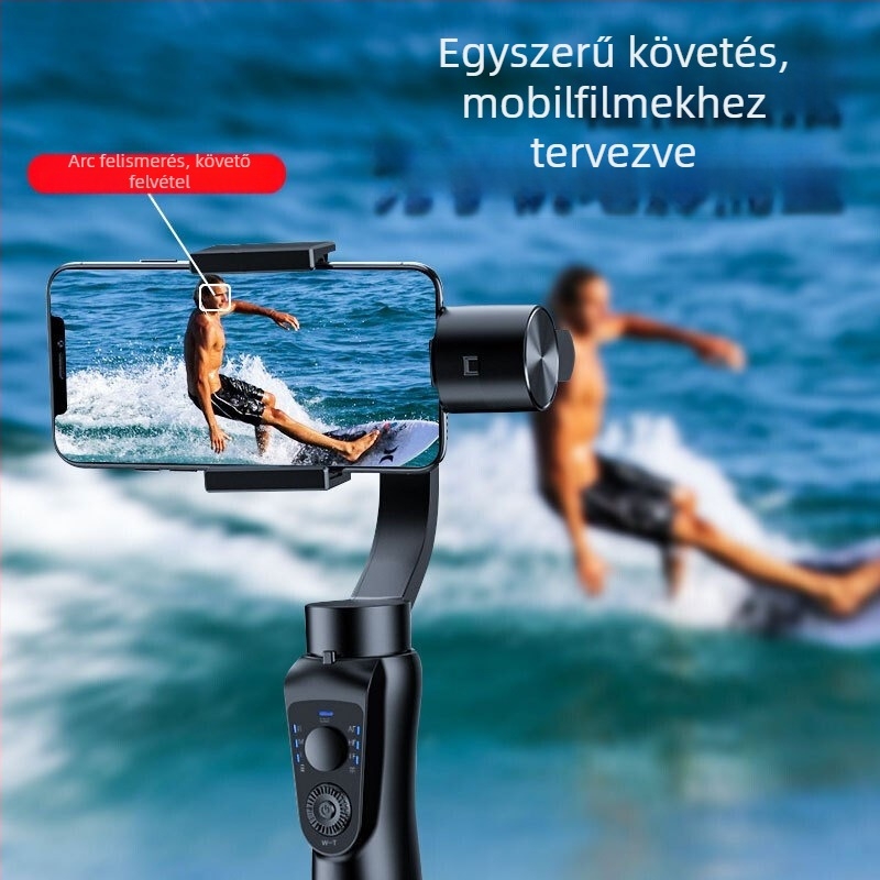 S5B Kézben tartható stabilizátor okostelefonokhoz, háromtengelyes anti‑shake gimbal arcfelismeréssel, 360° horizontális forgás / 90° függőleges elforgatás