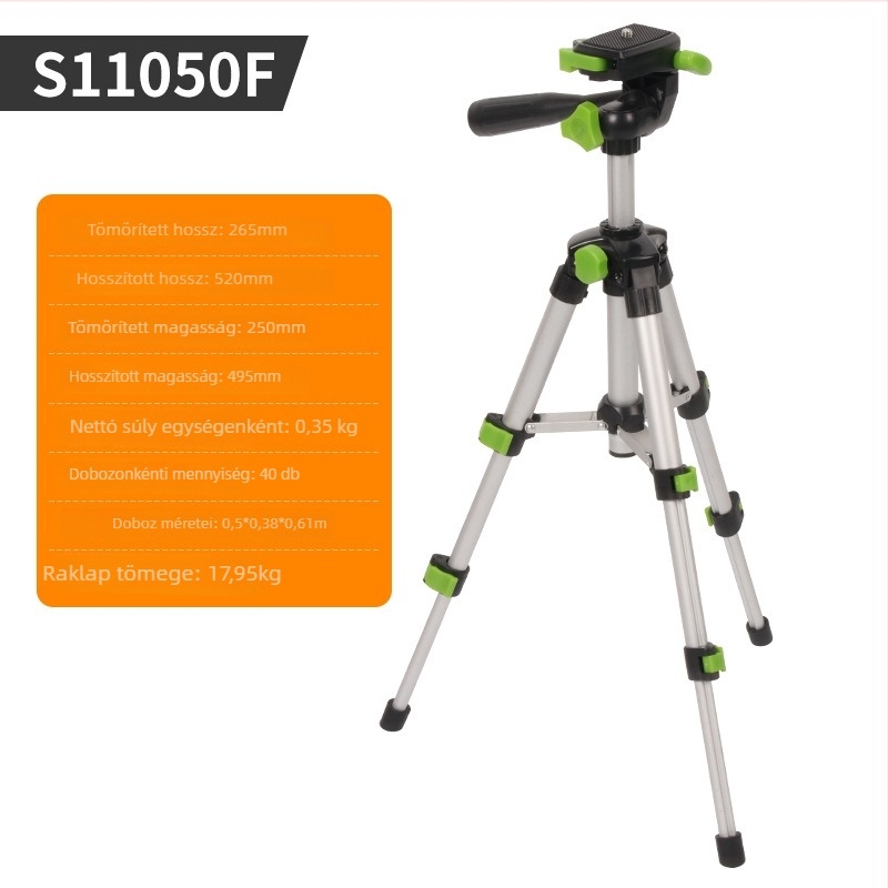 Mingjing S11050F állvány 3D PTZ-vel, alumíniumötvözet, teherbírás 6–10 kg