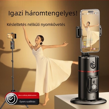 Háromtengelyes asztali gimbal 360° forgatással, élő követés és automatikus selfie (alkalmazás nélkül)