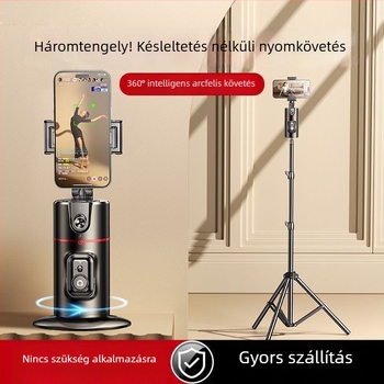 Háromtengelyes asztali gimbal 360° forgatással, élő követés és automatikus selfie (alkalmazás nélkül)