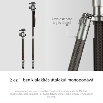Light Age Q-868C karbon szálas tripod, 4 részes, gömbpan-tilt fej, tömeg 0,9 kg, teherbírás 8 kg