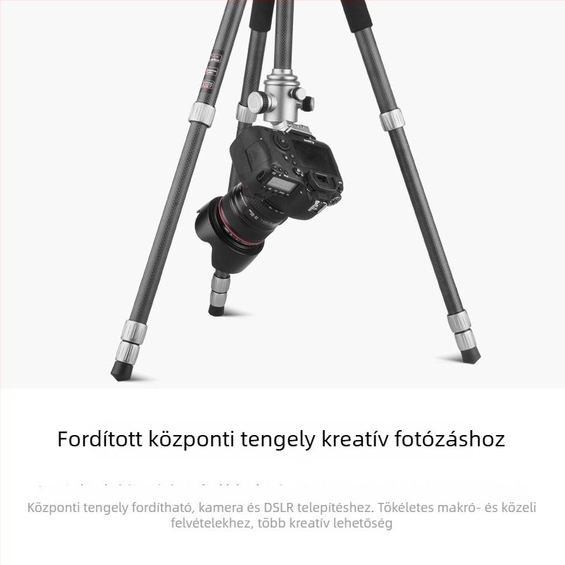 Light Age Q-868C karbon szálas tripod, 4 részes, gömbpan-tilt fej, tömeg 0,9 kg, teherbírás 8 kg