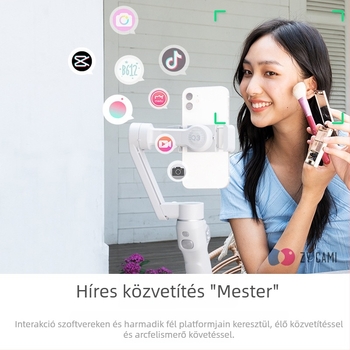 Zhiyun Smooth Q3 mobiltelefon stabilizátor kézi gimbál, 180° függőleges, 180° vízszintes forgás, forgáskorlát 270°, anyag: műanyag, kompatibil GoPro MAX