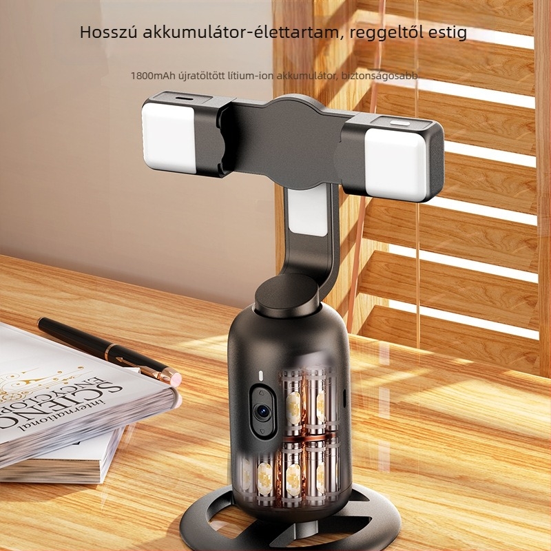Vernon 360°-os pan-tilt mobiltelefonos gimbal automatikus követéssel élő közvetítéshez – ABS anyag, 320 g, azonnali használat