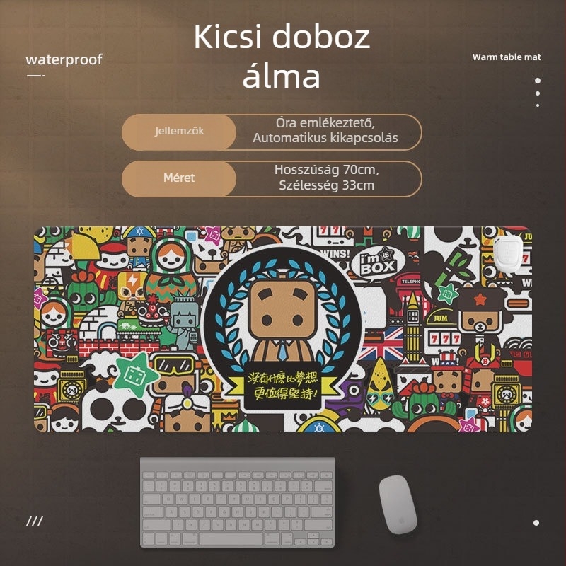 Simeno HB8036-1 Fűtőasztal-alátét — PU bőr, egyoldalas, melegíti a kezeket, varrott kivitel
