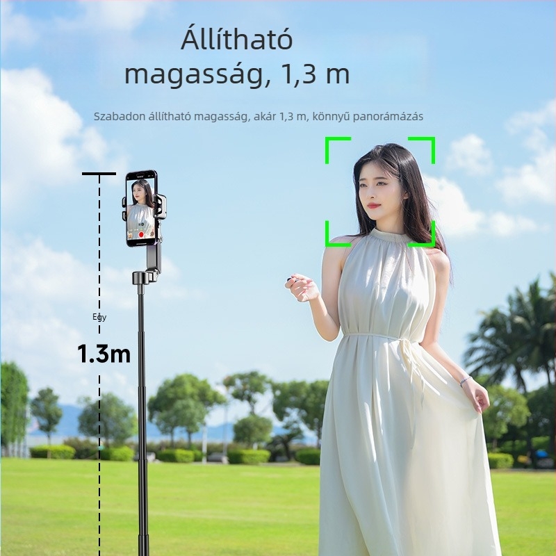 Kézi gimbal stabilizátor beépített világítással okostelefonokhoz – alumíniumötvözet test, univerzális telefon-kompatibilitás, panoráma követés