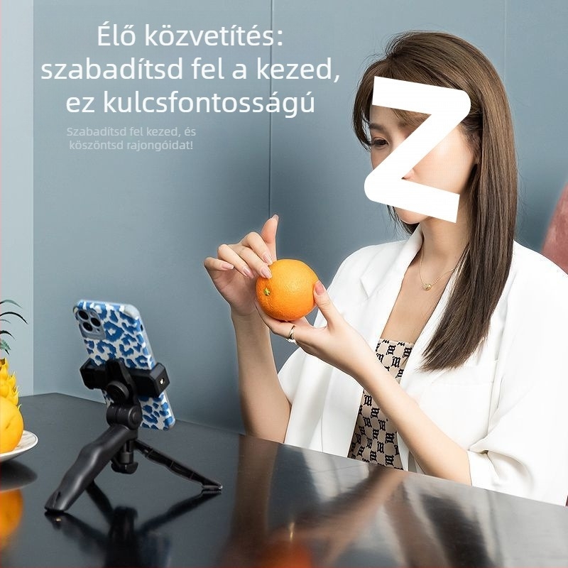 Asztali telefontrépód – gömbfej, 5 szakasz, összecsukható, többfunkciós selfie állvány
