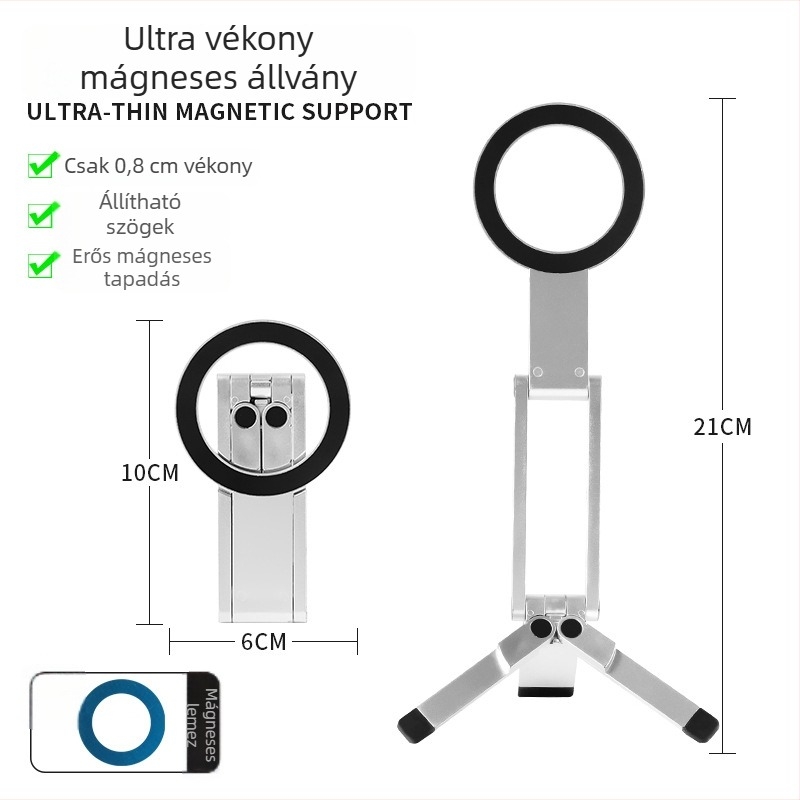 Összecsukható telefon-tartó, ABS anyag, egyszerű kivitel, testreszabás támogatott, semleges márka