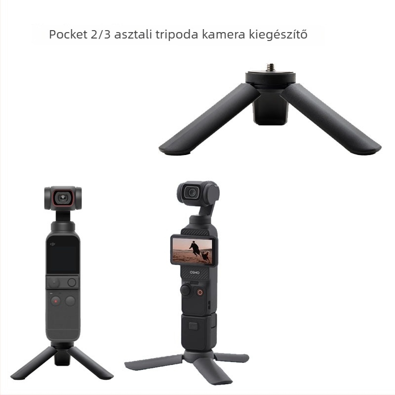 Pocket3 Mini Tripod Akciókamerákhoz és Mobiltelefonokhoz — Hordozható Asztali Gimbal Stabilizátor; Anyag: nylon + rost; Teherbírás max. 2 kg; Súly 50 g; 1‑részes kialakítás.