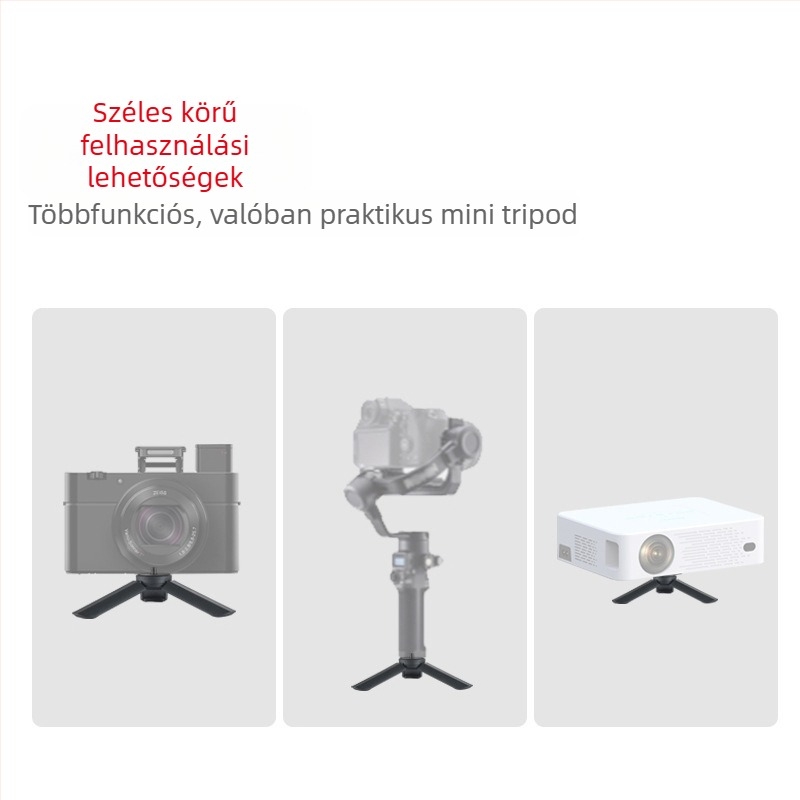 Pocket3 Mini Tripod Akciókamerákhoz és Mobiltelefonokhoz — Hordozható Asztali Gimbal Stabilizátor; Anyag: nylon + rost; Teherbírás max. 2 kg; Súly 50 g; 1‑részes kialakítás.