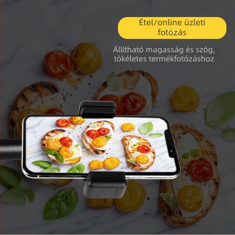 Telefonos élő közvetítéshez asztali kör alapú állvány, háromlábu, rezgéscsillapító, kitöltő fény és sminkfény fotózáshoz