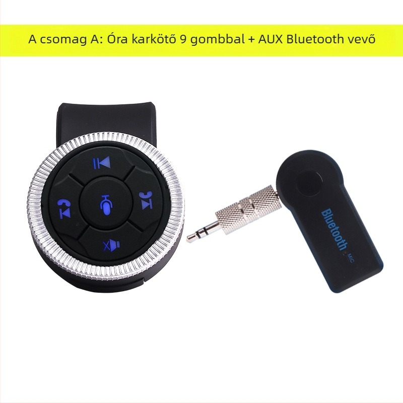Autó kormánykerékre tervezett Bluetooth vevő MP3 lejátszó, Plug-and-Play hands-free, ABS ház, 5V bemenet, 3 m kábel