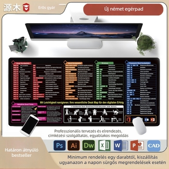 Új német egérpad, testreszabható, nagy, fekete, csúszásmentes, laptophoz és irodába