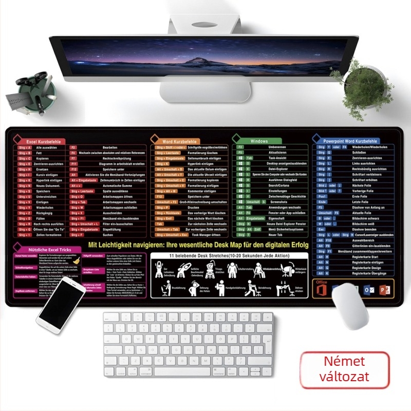 Új német egérpad, testreszabható, nagy, fekete, csúszásmentes, laptophoz és irodába