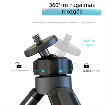 Asztali stabil állvány élő közvetítéshez, hordozható mini PTZ kamera tartó, modell ZM-161, anyagok: alumíniumötvözet + műanyag, súly 0,065 kg, teherbírás kevesebb mint 2 kg
