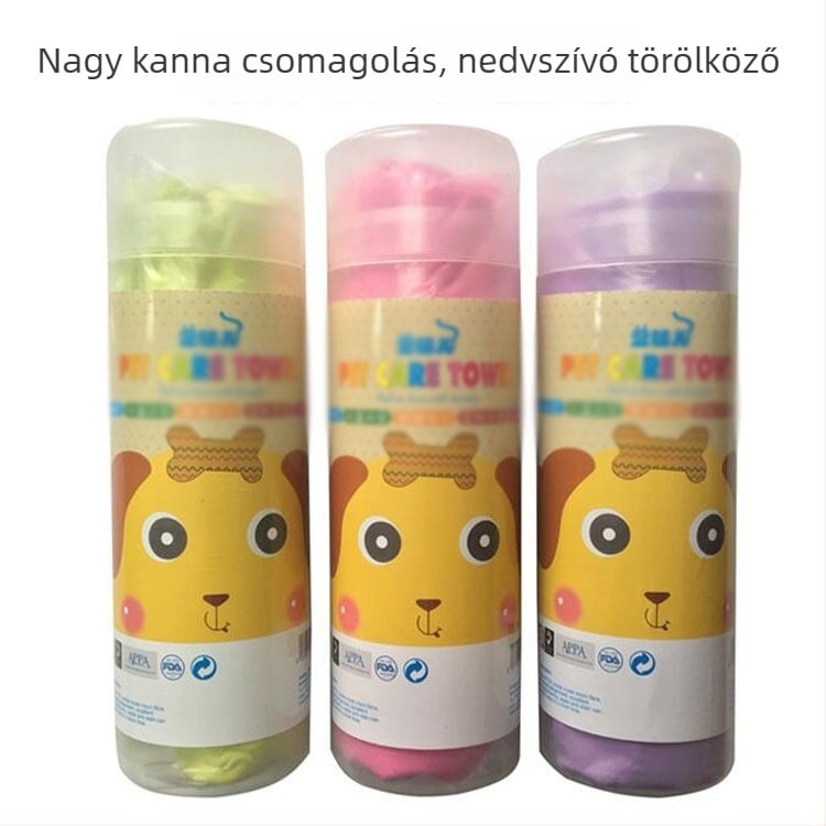 Háziállatok számára nedvszívó törölköző imitált őz bőr megjelenéssel, kutyáknak és macskáknak, anyag 11, márka 11, doboz 12345 darab.