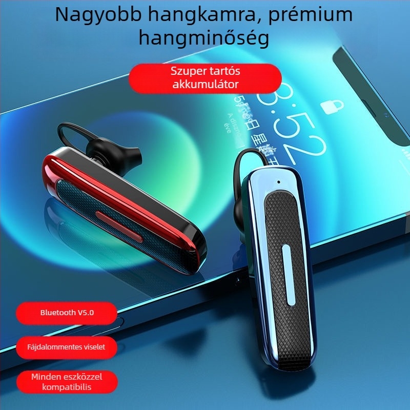 Vezeték nélküli Bluetooth fejhallgató 5.0, egyoldalas, autóhoz illő kompakt kialakítás, kihangosító hívások, hosszú üzemidő, IPX4 vízálló, alacsony késleltetés sportokhoz