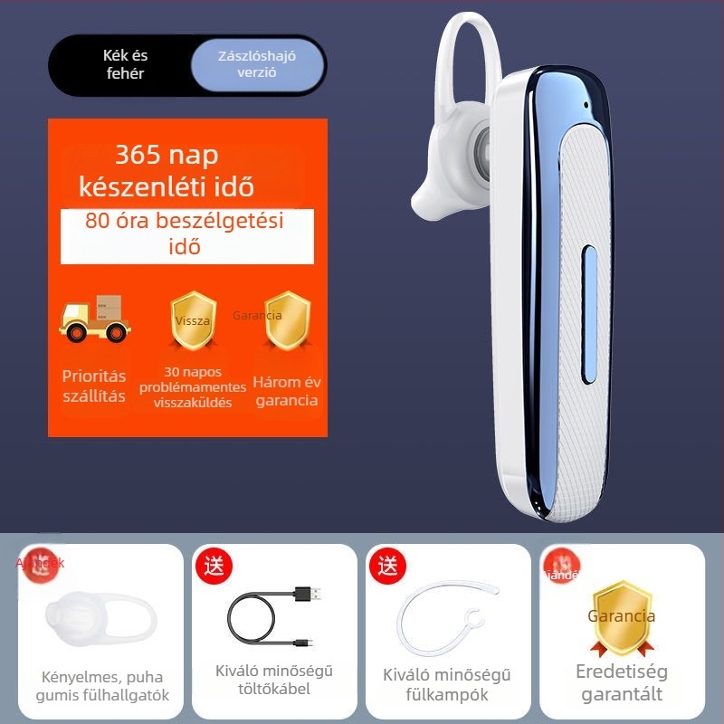 Vezeték nélküli Bluetooth fejhallgató 5.0, egyoldalas, autóhoz illő kompakt kialakítás, kihangosító hívások, hosszú üzemidő, IPX4 vízálló, alacsony késleltetés sportokhoz