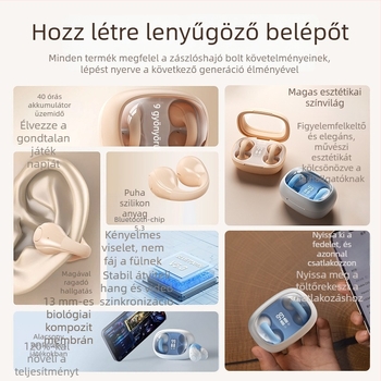 H16 klipszes csontvezetésű Bluetooth fülhallgató, vezeték nélküli, 15 m hatótávolság, Bluetooth 5.3, hosszú üzemidő, sportos intelligens fejhallgató