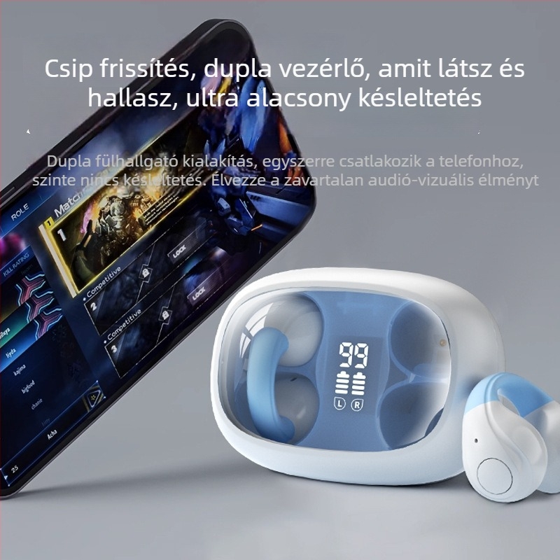 H16 klipszes csontvezetésű Bluetooth fülhallgató, vezeték nélküli, 15 m hatótávolság, Bluetooth 5.3, hosszú üzemidő, sportos intelligens fejhallgató