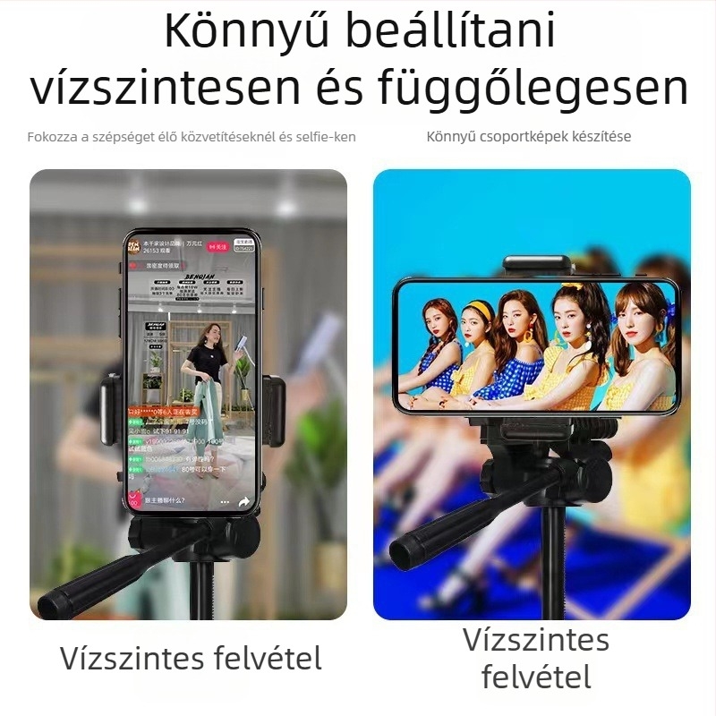 DSLR és okostelefonhoz: 3-szekciós alumínium ötvözet állvány, teherbírás 2–5 kg, 360° gimbal, gyorskioldó lemez