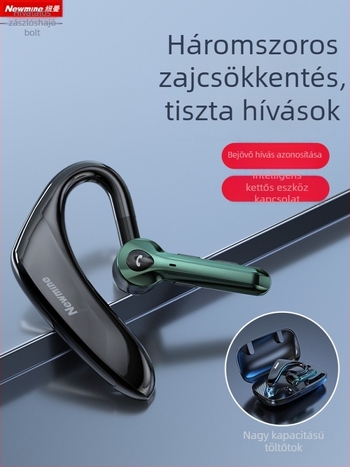 Vezetési célú, egy fülön viselhető, sportos stílusú vezeték nélküli Bluetooth headset zajcsökkentéssel, ultra-hosszú üzemidő